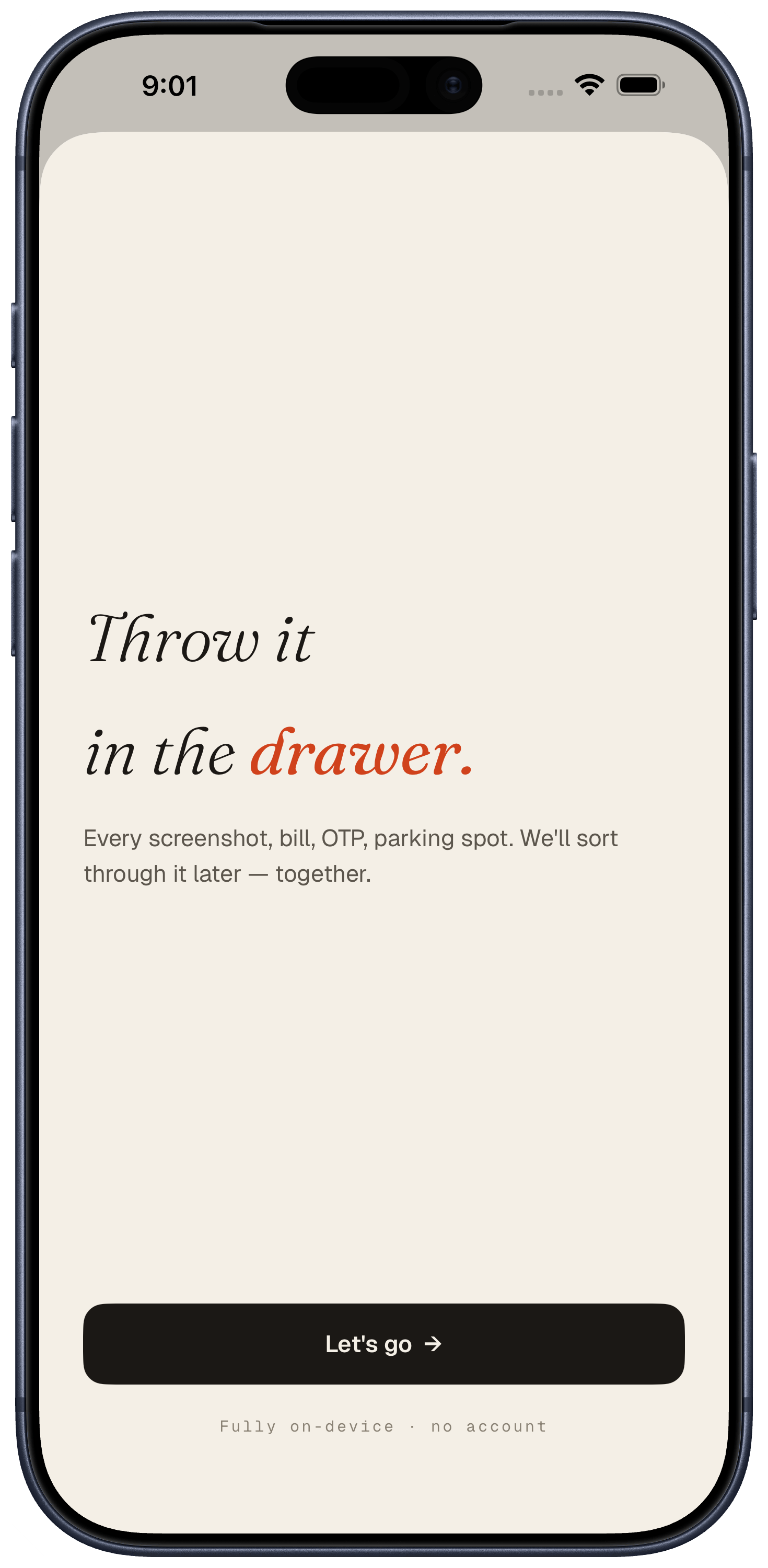 Junk Drawer welcome screen