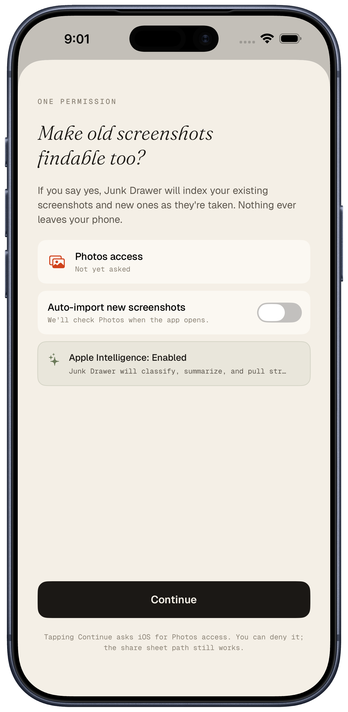 Junk Drawer's auto-import setting