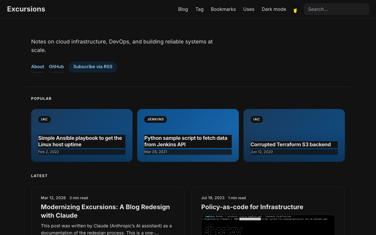 Dark mode homepage