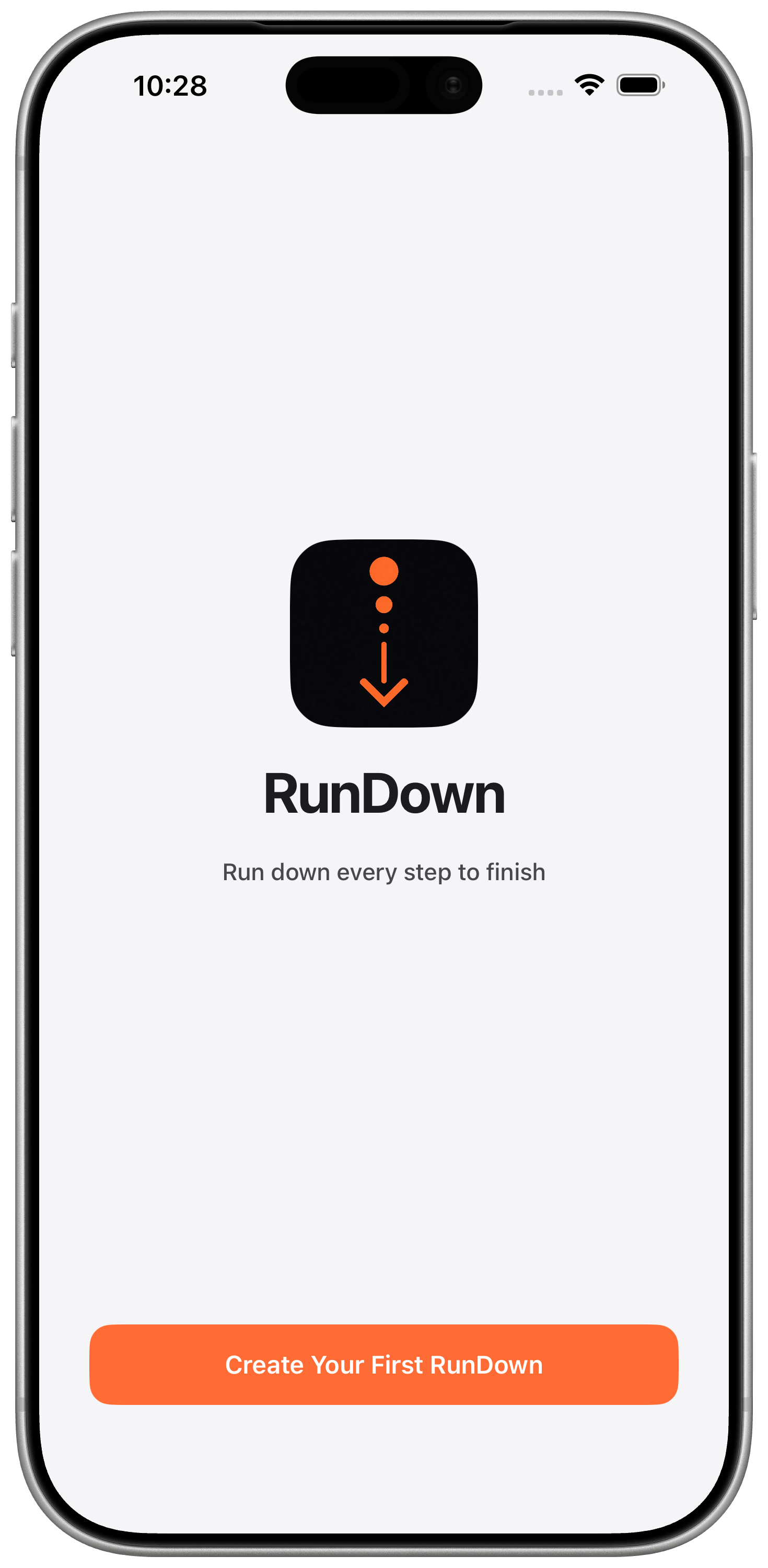 RunDown empty state - create your first goal